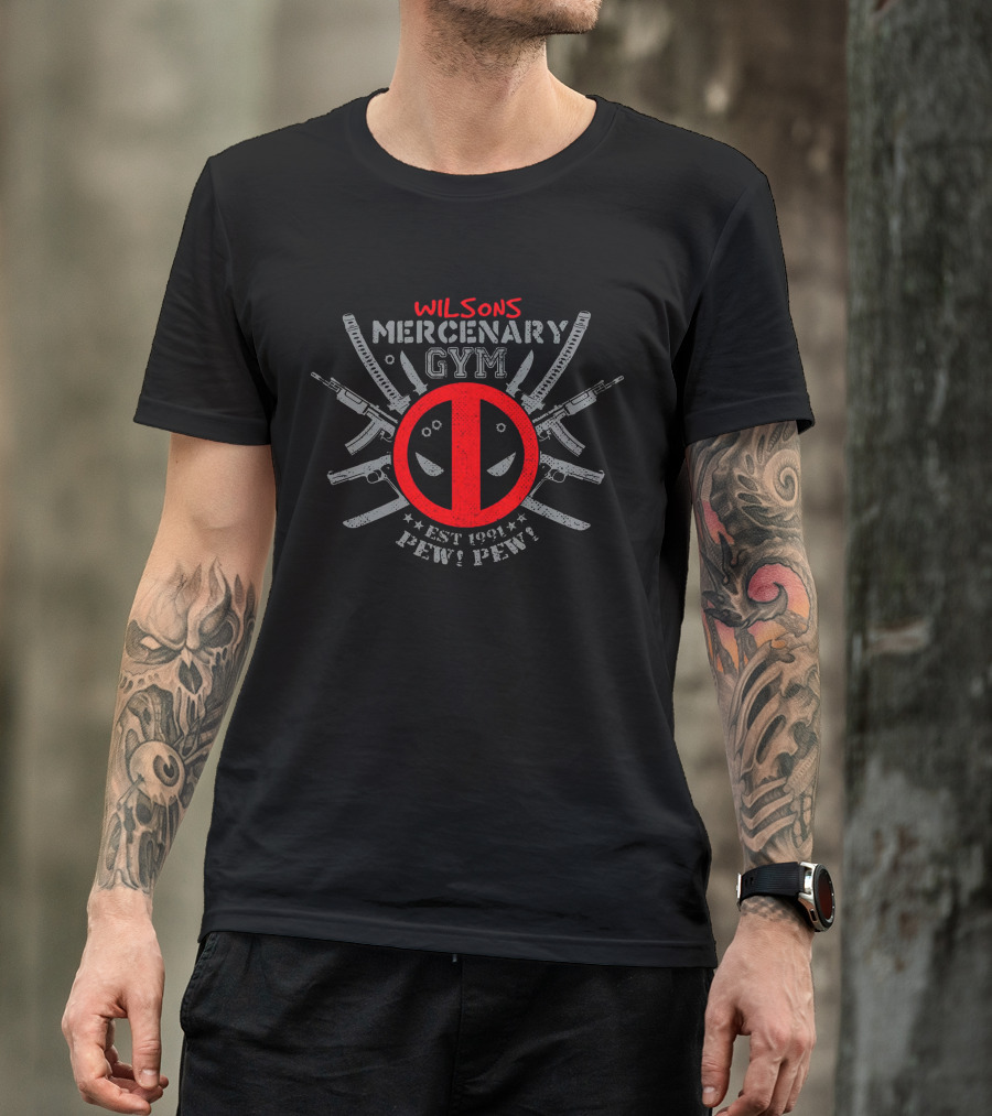 Wilsons Mercenary Gym Est 1991 Pew Pew T-Shirt