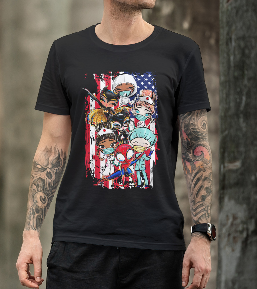 My Mom Is A Nurse Baby Jumpsuit Superheroes American Flag T-Shirt
