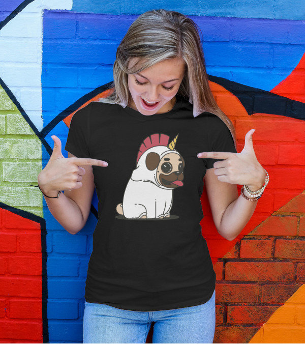 Pugcorn Unicorn Costume Fantasy Pug Dog T-Shirt
