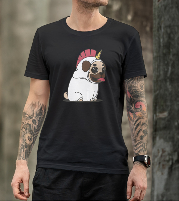 Pugcorn Unicorn Costume Fantasy Pug Dog T-Shirt