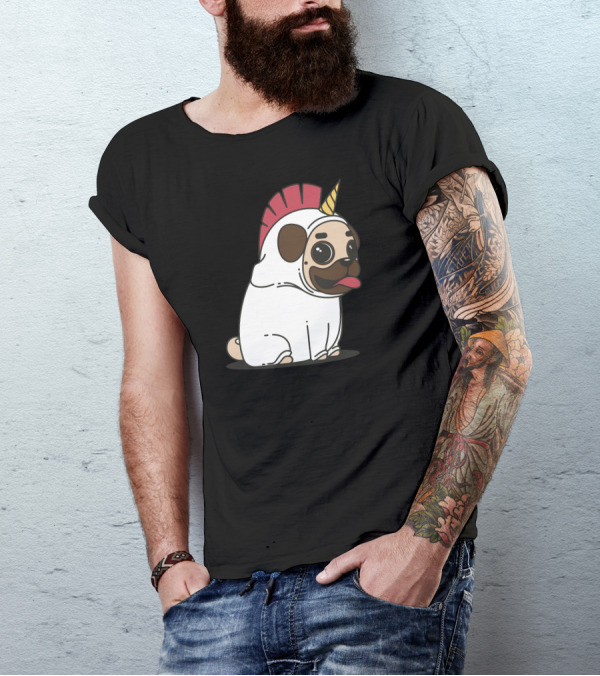 Pugcorn Unicorn Costume Fantasy Pug Dog T-Shirt