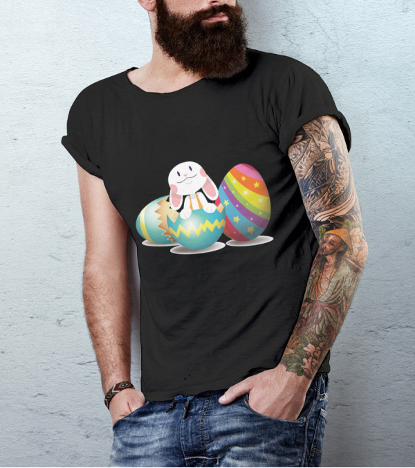 Rabbit Hidden In Colorful Easter Egg T-Shirt