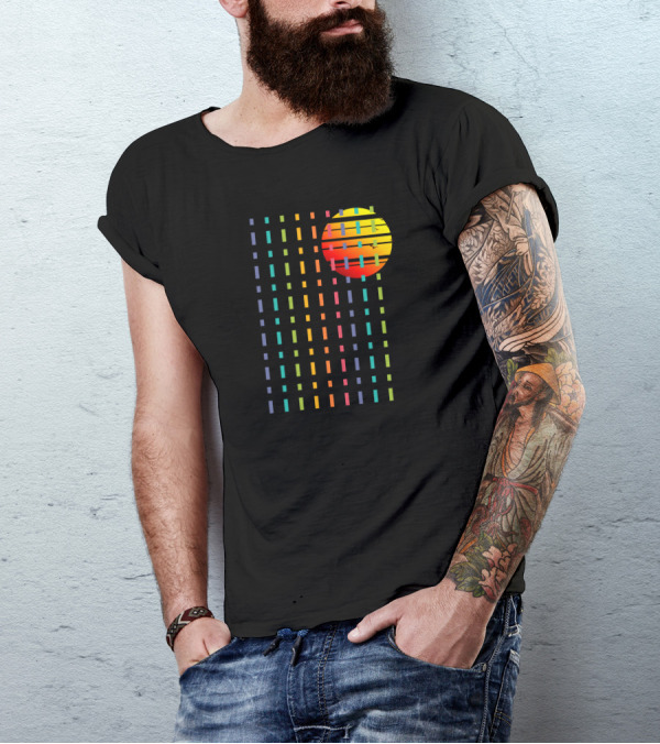 Rainbow Sunset Stripe Pattern With Colorful Horizon Sky T-Shirt
