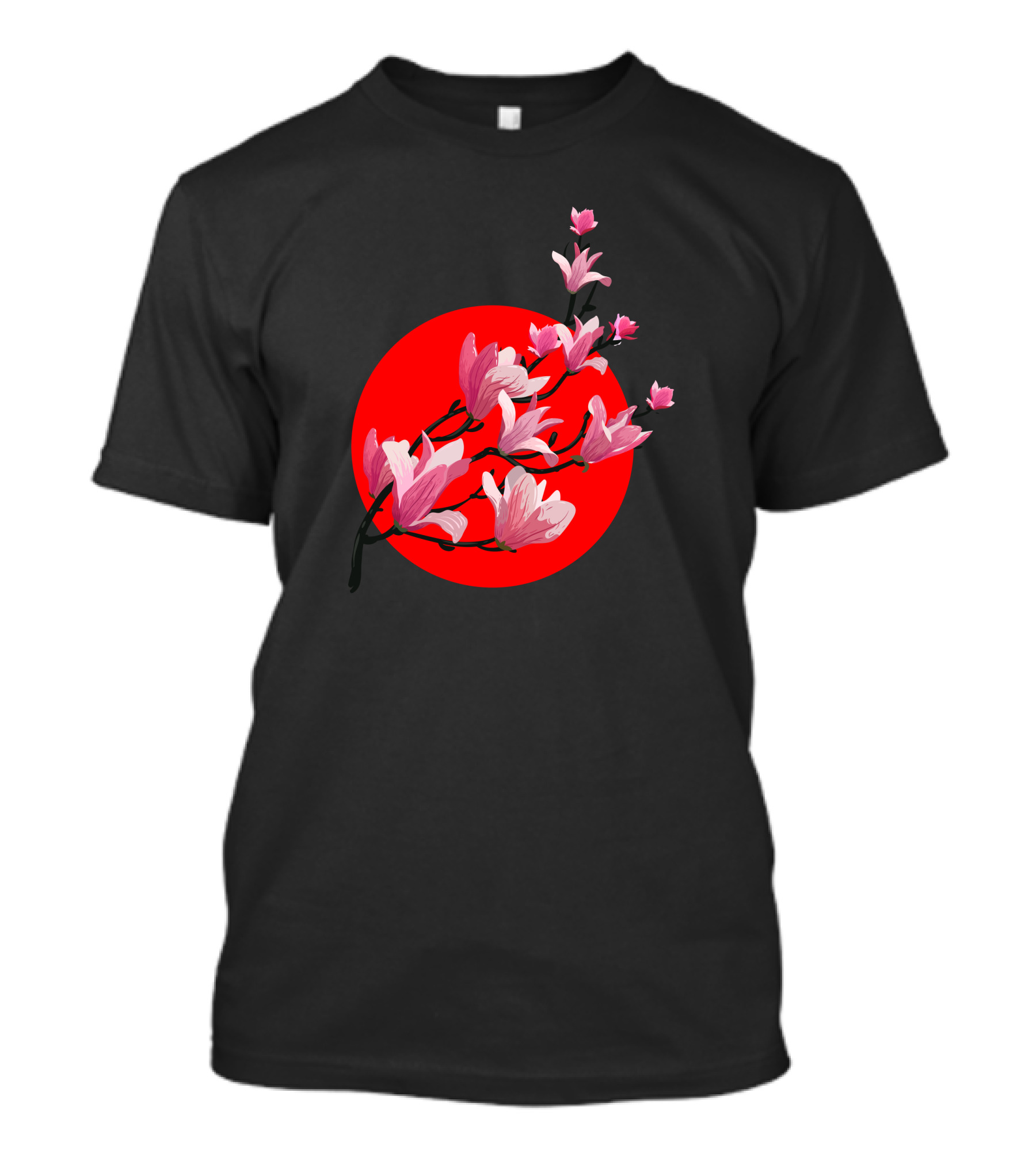 Sakura Blossom Branch Against Red Moon T-Shirt