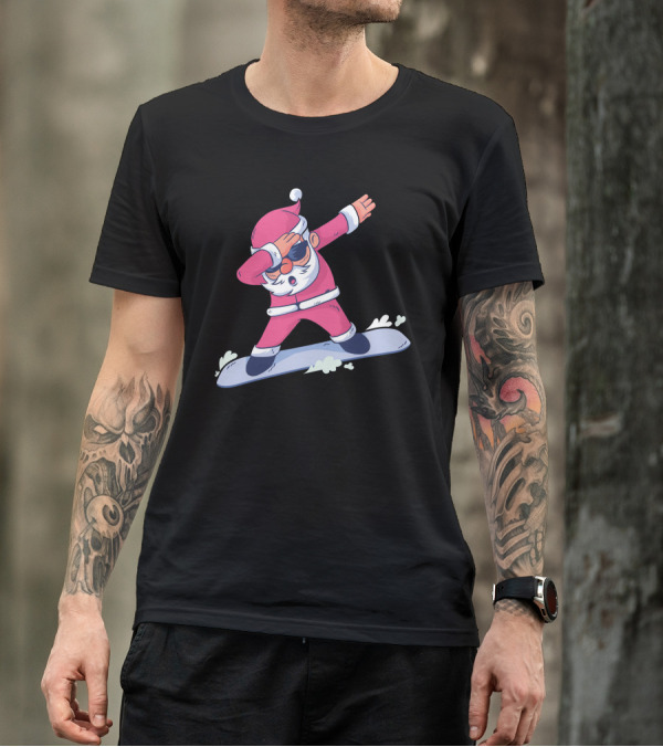 Snowboard Santa Dab Holiday Fun T-Shirt