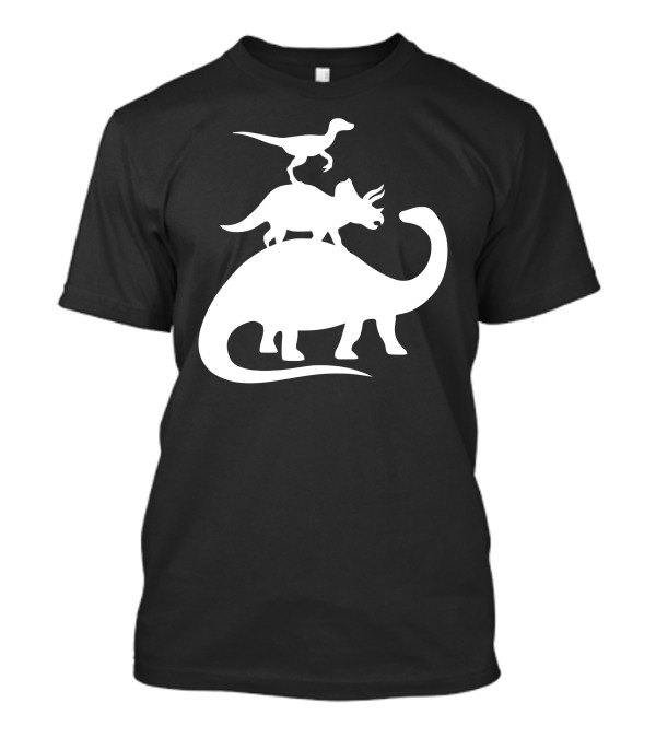 Stacked Dinosaurs Velociraptor Triceratops Brachiosaurus T-Shirt