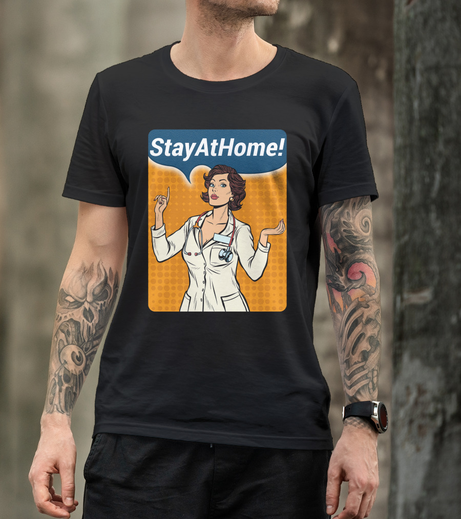 Stay At Home Woman Doctor Retro Pop T-Shirt