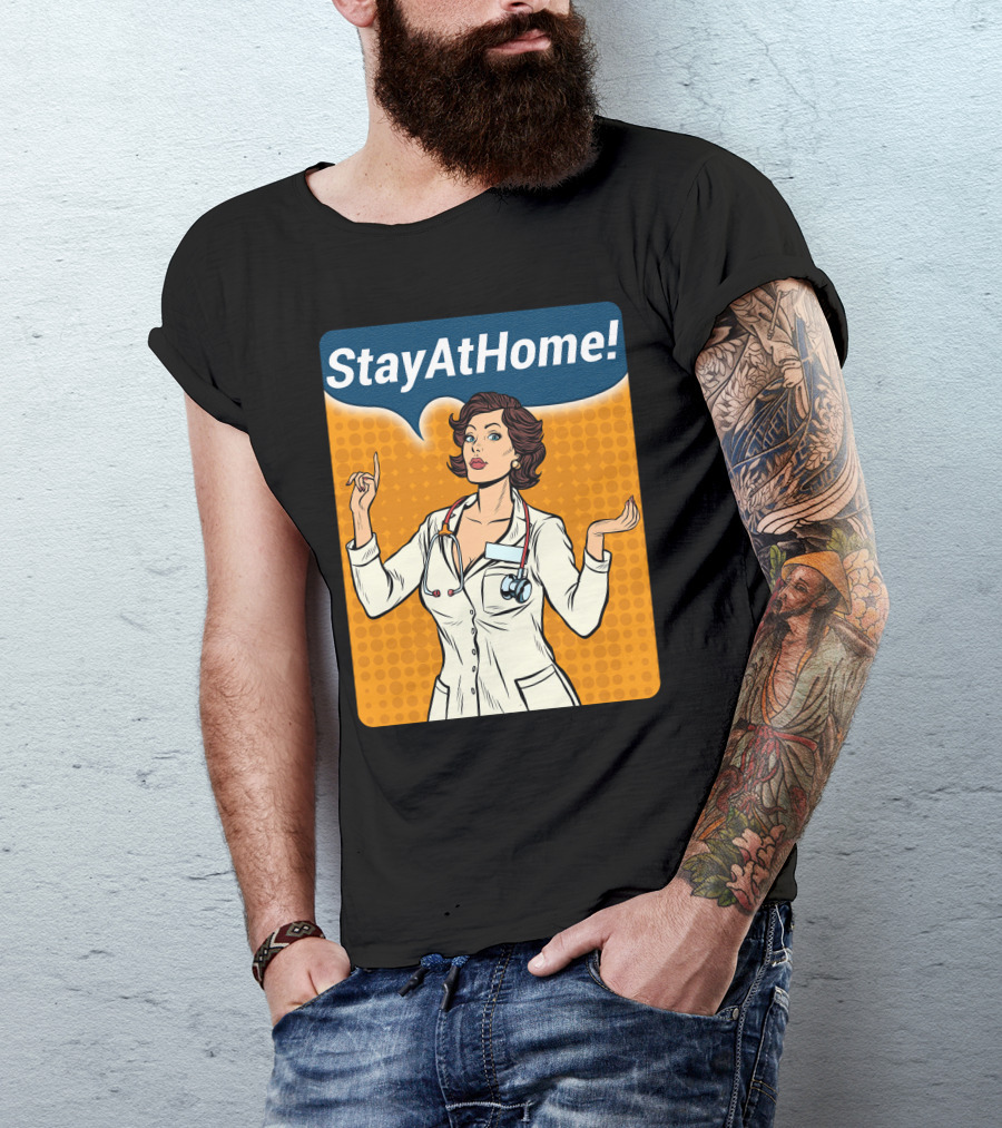 Stay At Home Woman Doctor Retro Pop T-Shirt