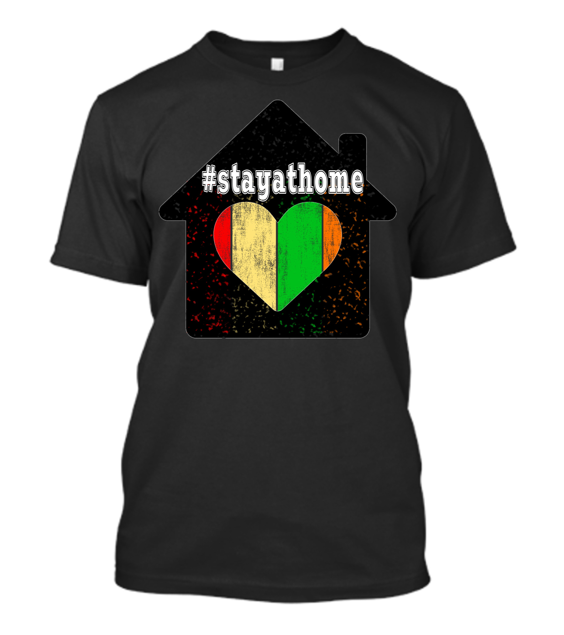 Stayathome Heart With African Flag Colors T-Shirt