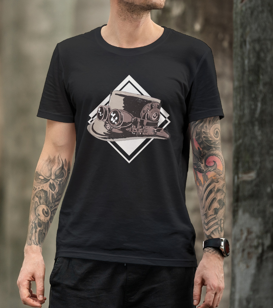 Steampunk Top Hat With Gears And Goggles Aesthetic T-Shirt