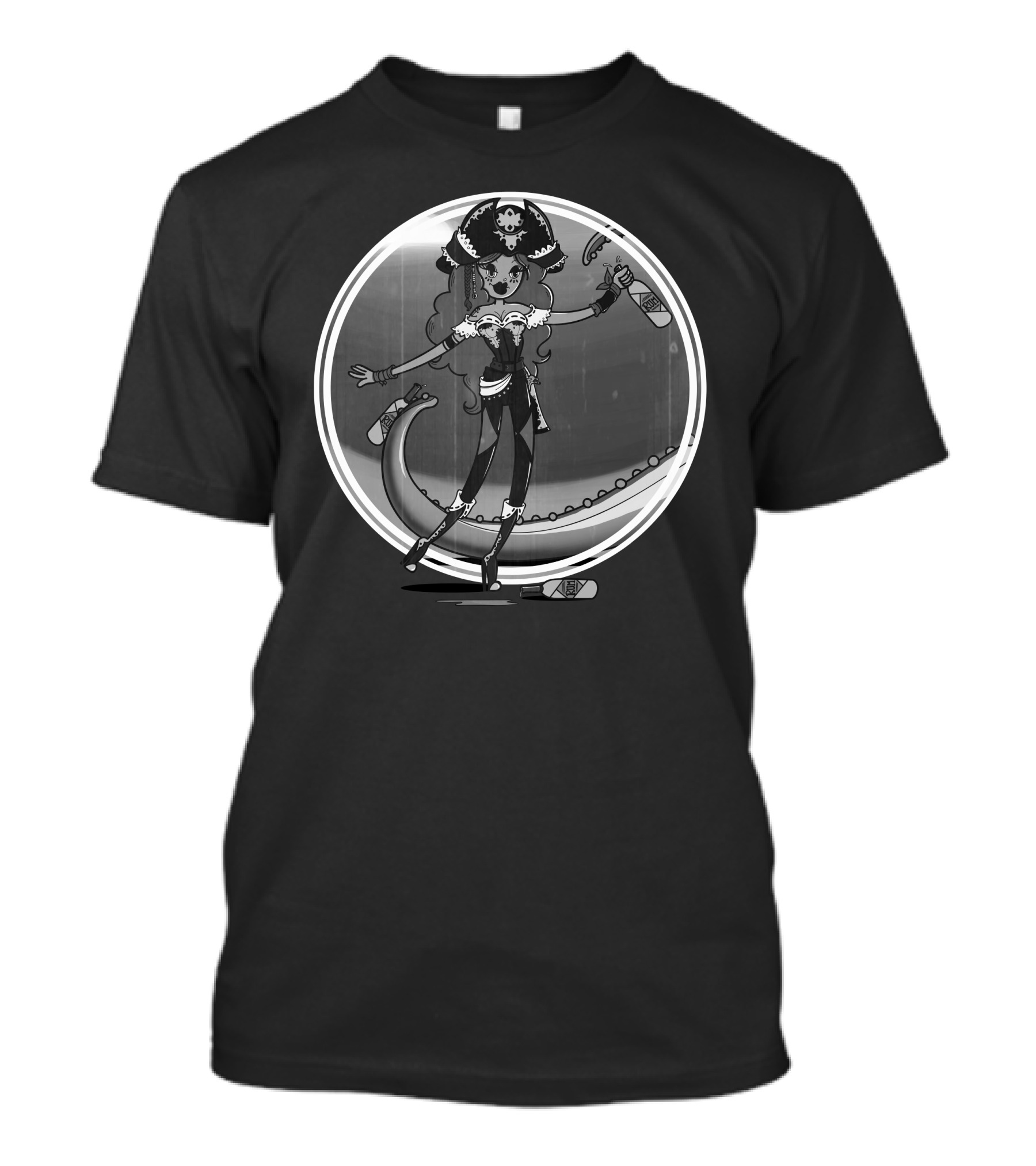 Pirate Queen With Skull Hat And Tentacle Companion T-Shirt