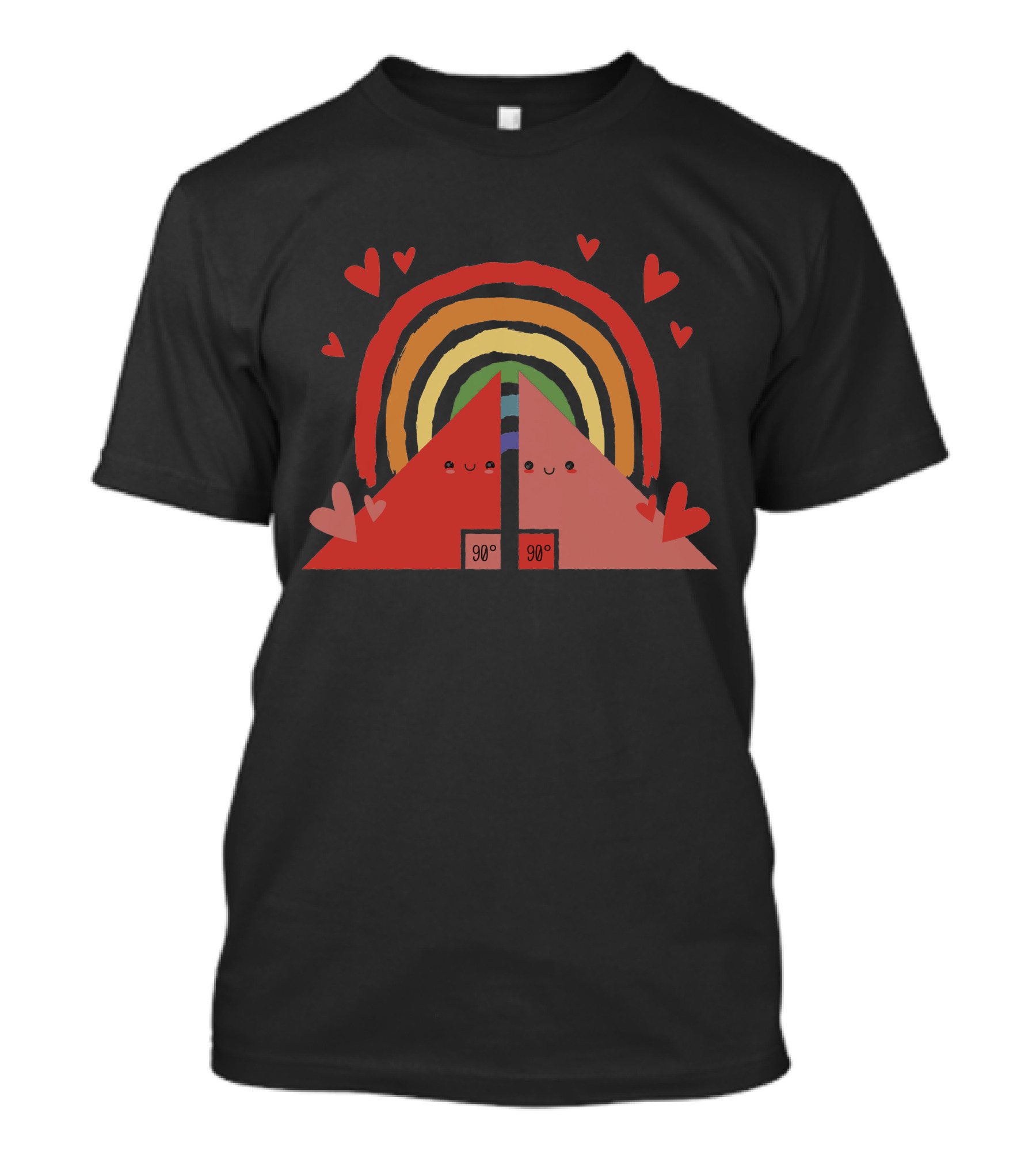 Triangles Rainbow 90° Hearts And Smiling Faces T-Shirt