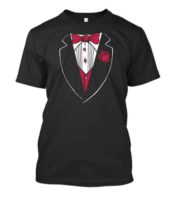 Tuxedo Bow Tie And Rose Ensemble T-Shirt