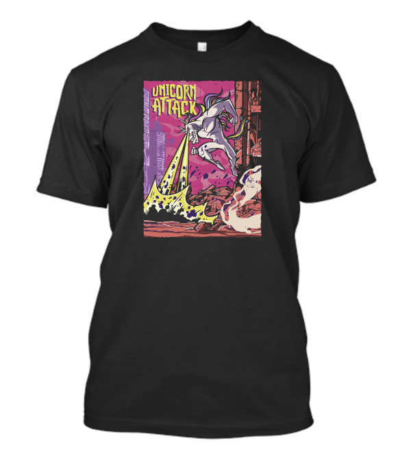 Unicorn Attack Comic Style Superhero Rampage With Laser Beam T-Shirt