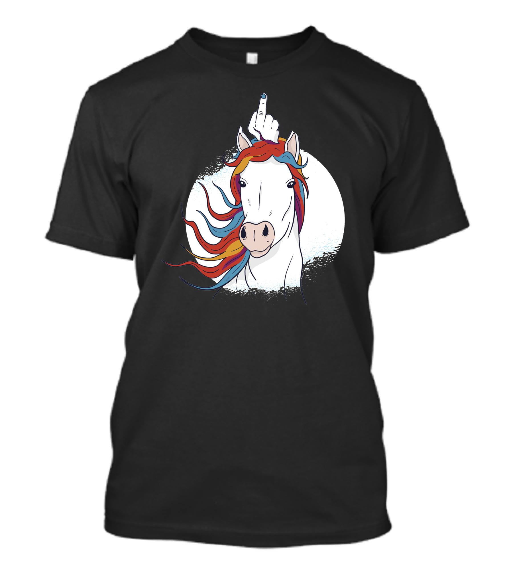 Unicorn Middle Finger Gesture Rainbow Mane T-Shirt