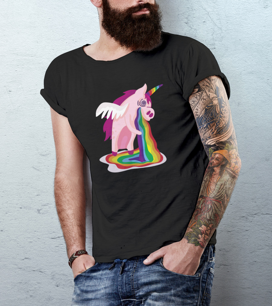 Unicorn Rainbow Vomiting Colorful T-Shirt
