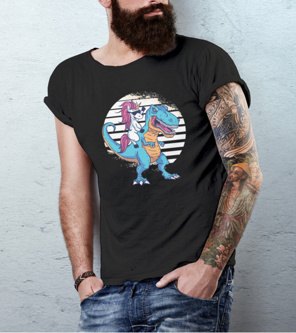 Unicorn Rex Riding Dinosaur T-Shirt