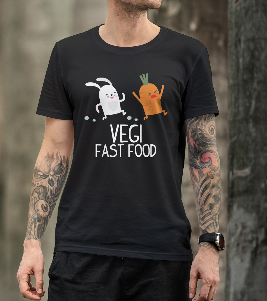 Vegi Fast Food Rabbit And Carrot Chase T-Shirt