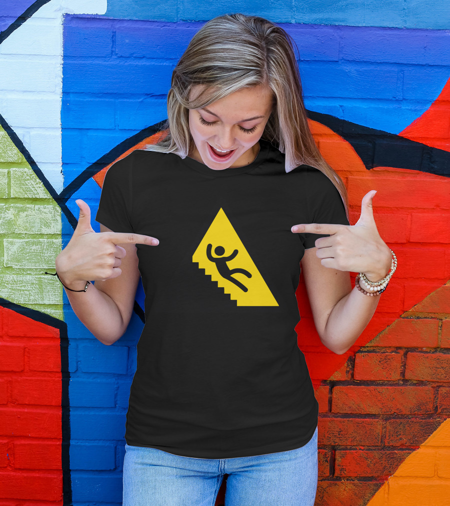 Warning Falling Hazard Icon Stairs T-Shirt