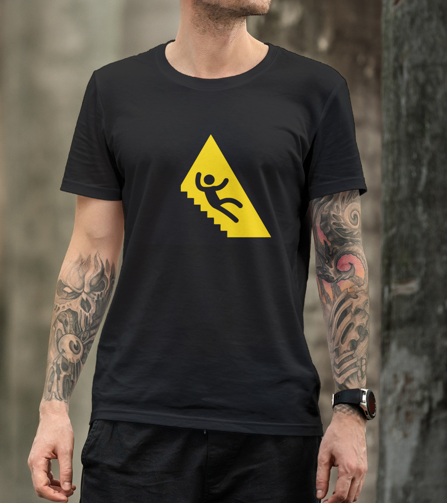 Warning Falling Hazard Icon Stairs T-Shirt