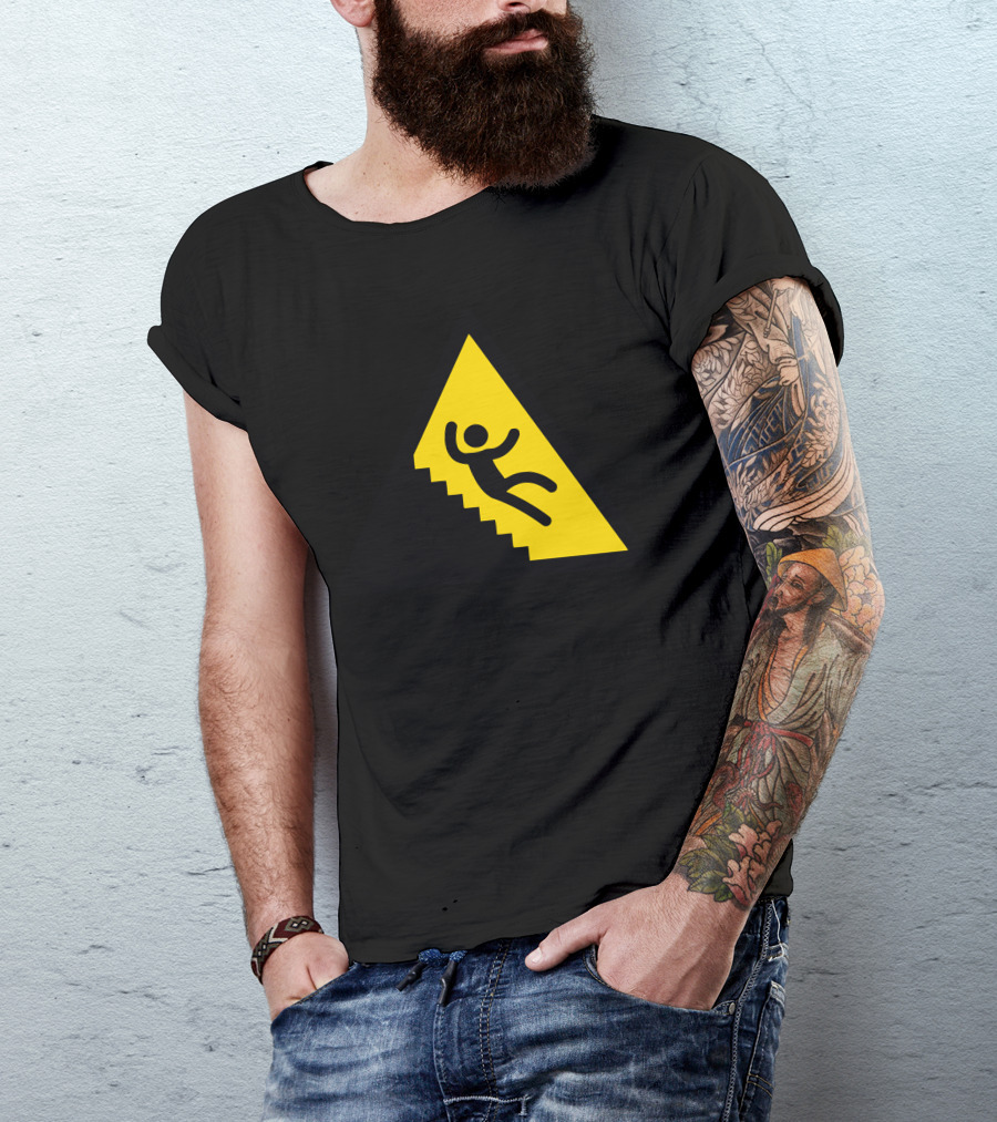 Warning Falling Hazard Icon Stairs T-Shirt
