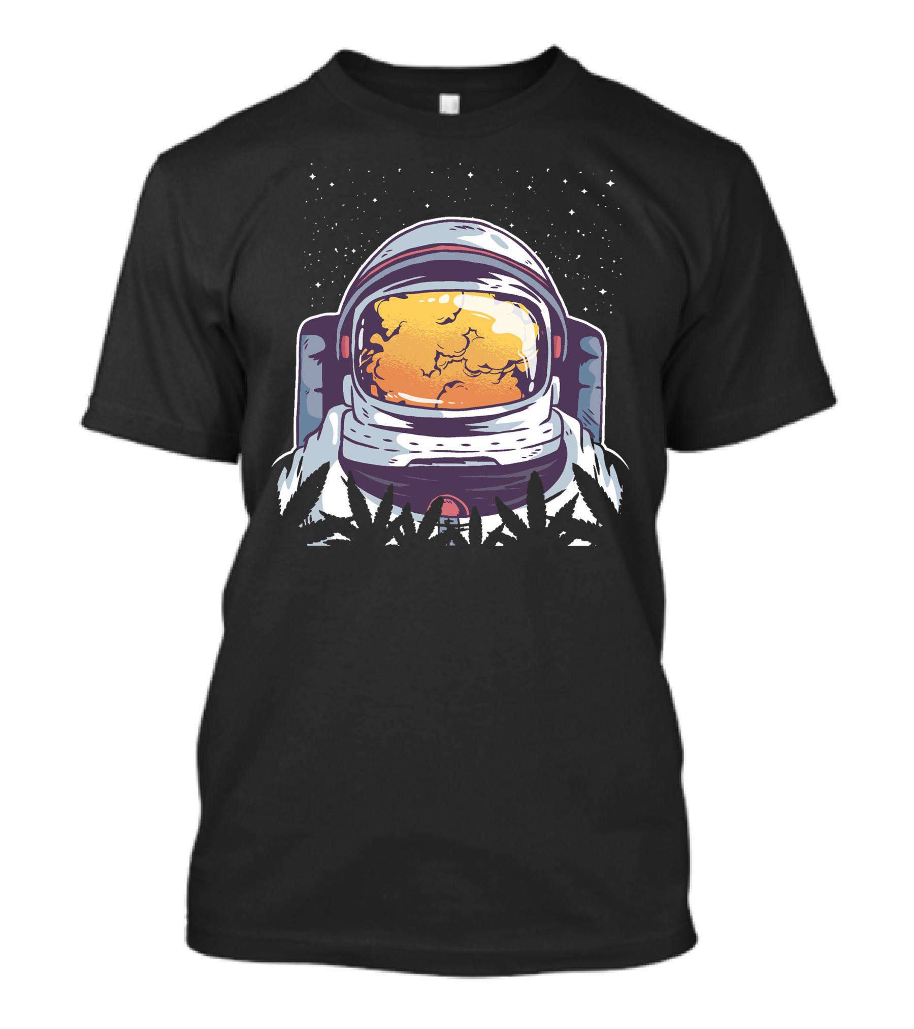 Astronaut Helmet With Smoking Weed And Stars T-Shirt