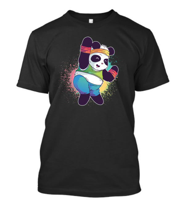 Zumba Panda Dance Workout Fitness Rainbow Splatter T-Shirt