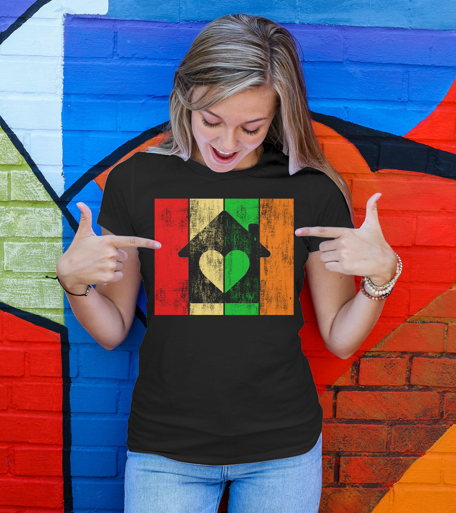Closethedoor Heart House Distressed Colors T-Shirt