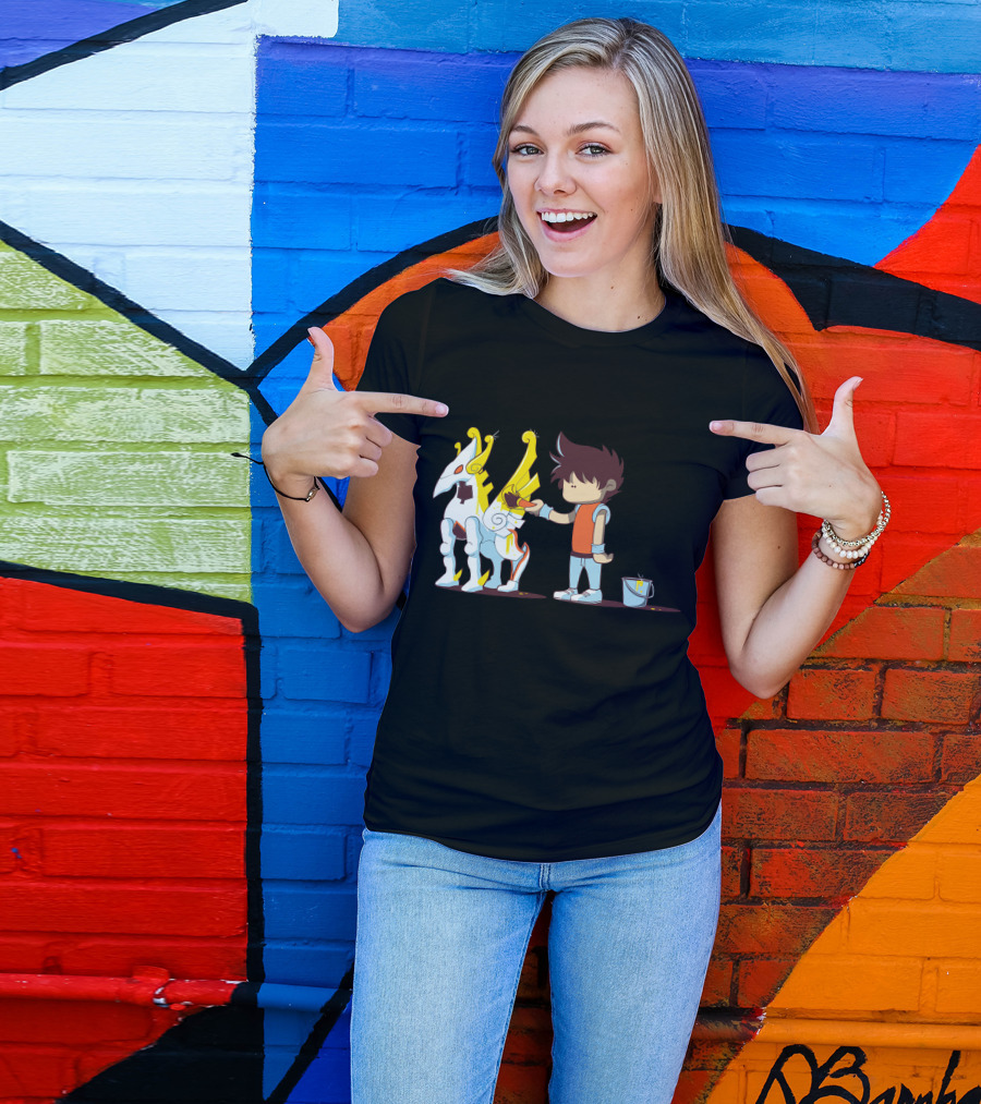 Armour Painting Kid With Mythical Winged Creature T-Shirt