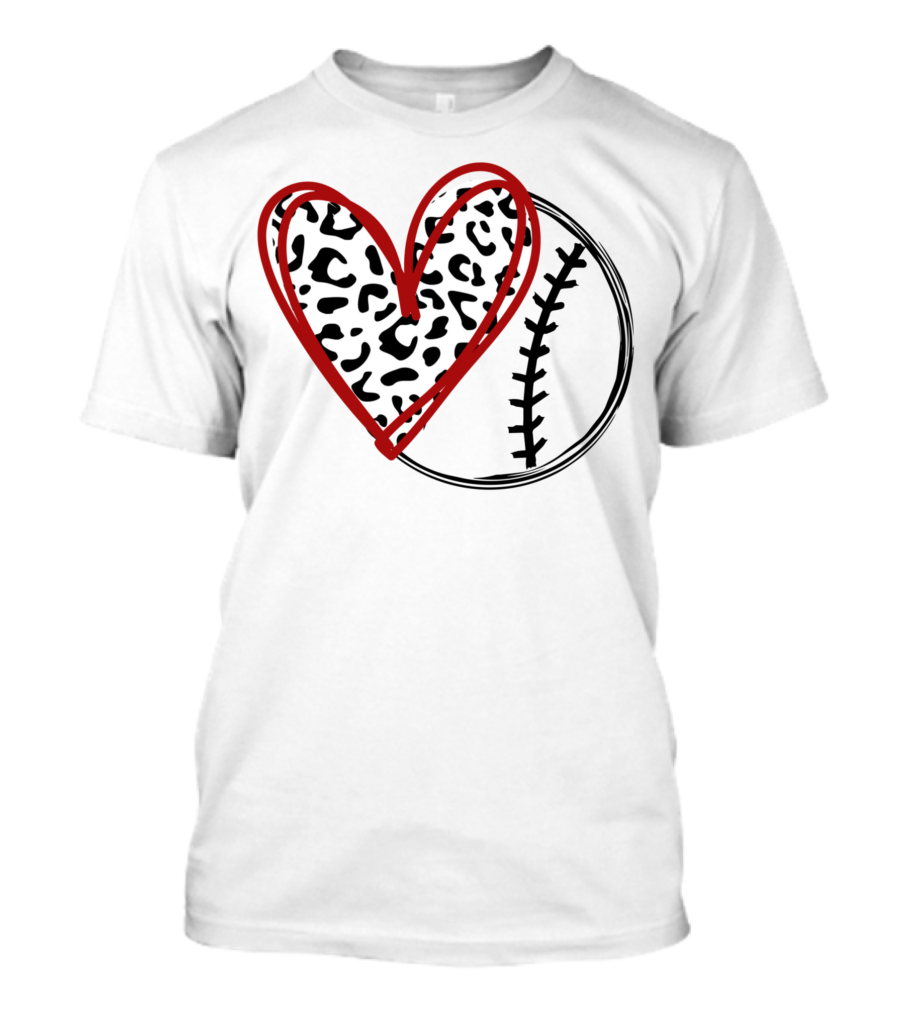 Baseball Leopard Heart Pattern With Stitches T-Shirt