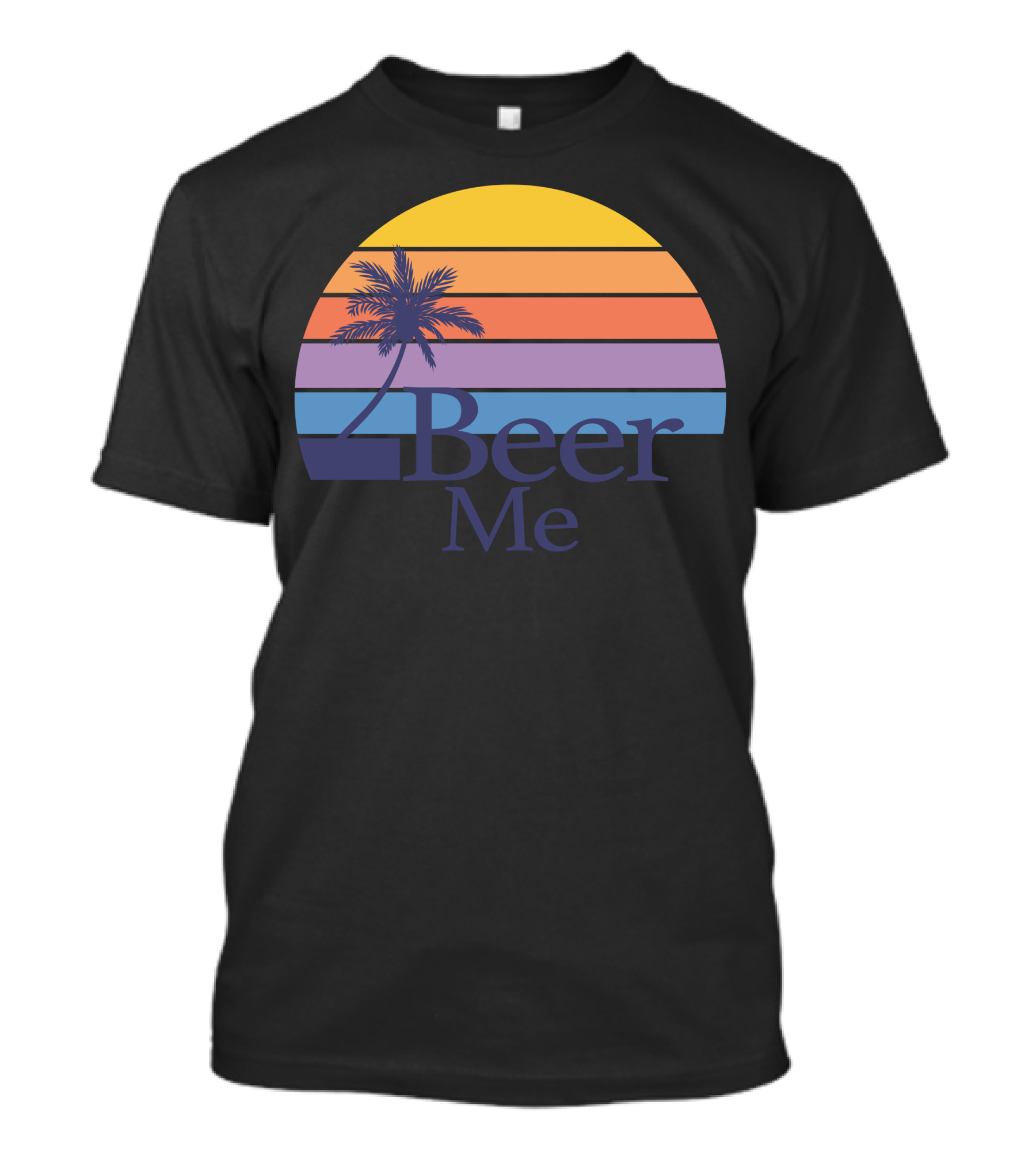 Beer Me Retro Sunset Palm Tree T-Shirt