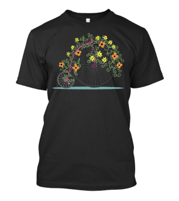 Whimsical Flower Bicycle Embracing Nature Blooms T-Shirt