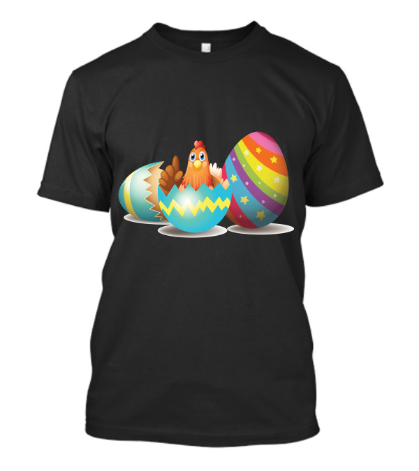 Chicken In Colorful Easter Eggs With Stars T-Shirt