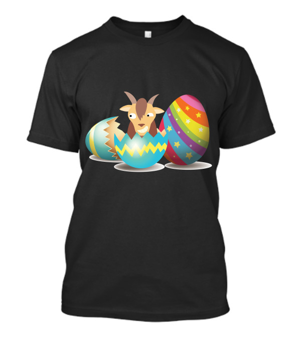 Goat Hatching From Colorful Easter Egg With Star-Striped Decor T-Shirt