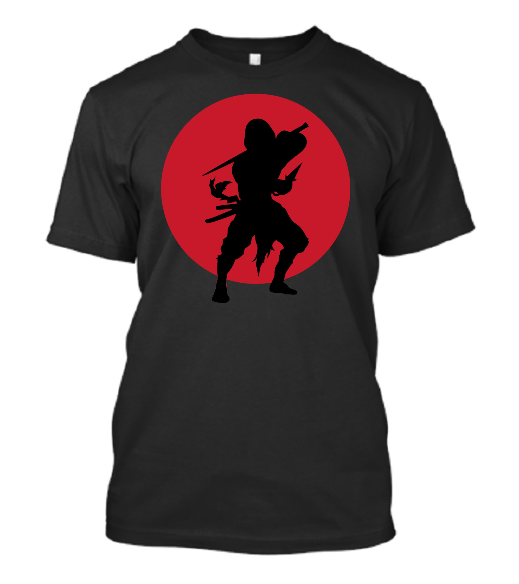 Japanese Ninja Silhouette In Front Of Red Moon T-Shirt