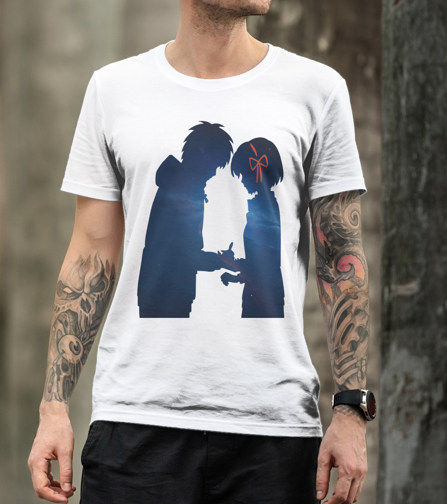 Kimi No Nawa Your Name Silhouette Night Sky With Red T-Shirt