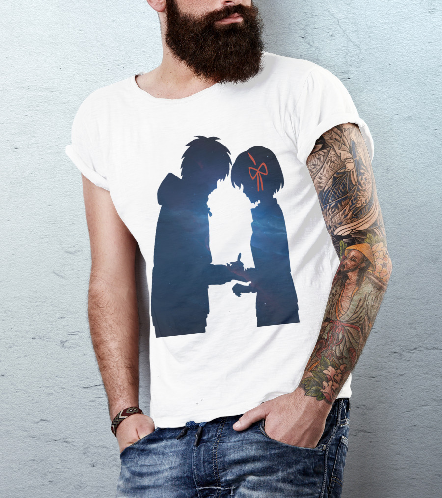 Kimi No Nawa Your Name Silhouette Night Sky With Red T-Shirt
