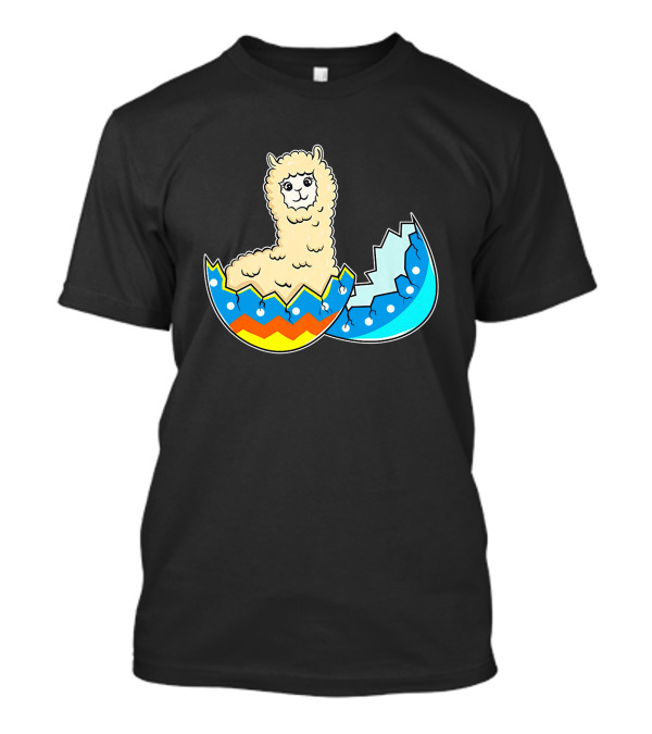 Llama In Colorful Broken Easter Egg Shell T-Shirt