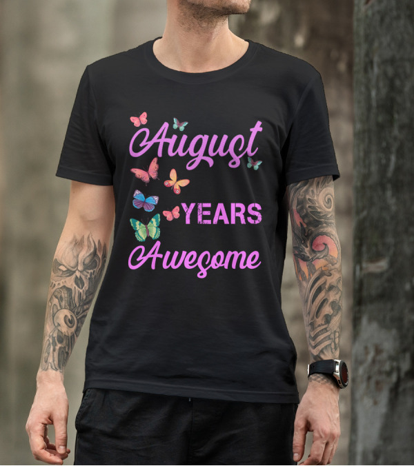 August 1980 Made 40 Years Being Awesome Butterfly T-Shirt