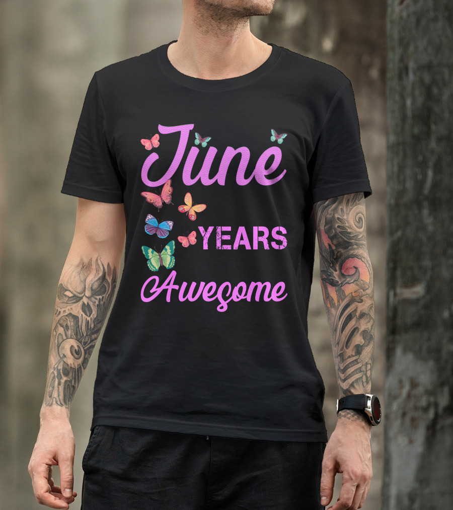 Made In June 1960 Years 60 Of Being Awesome Butterflies T-Shirt