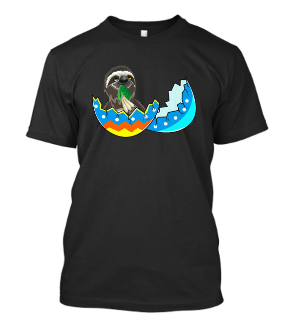 Sloth In Colorful Easter Egg With Leaves T-Shirt