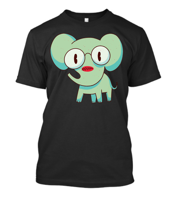 Cartoon Smart Elephant With Glasses T-Shirt