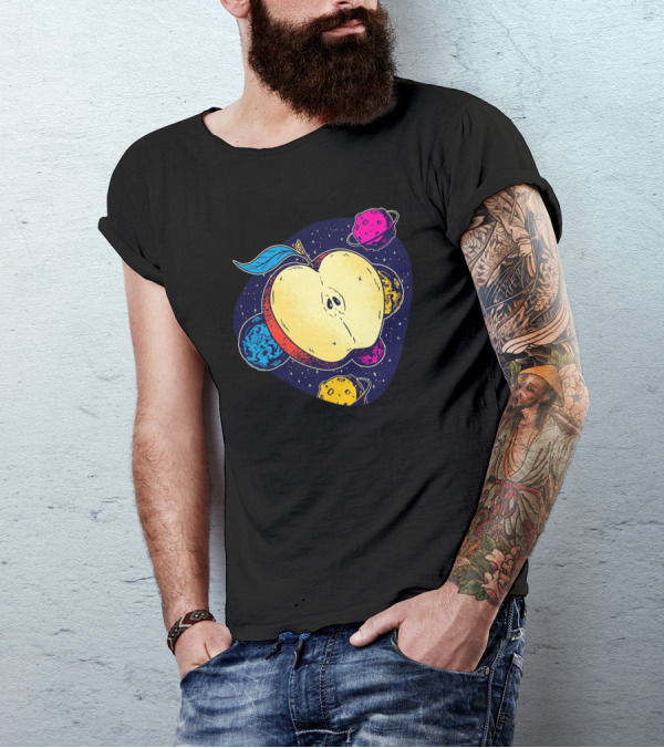 Space Apple Planets Starry Cosmos T-Shirt