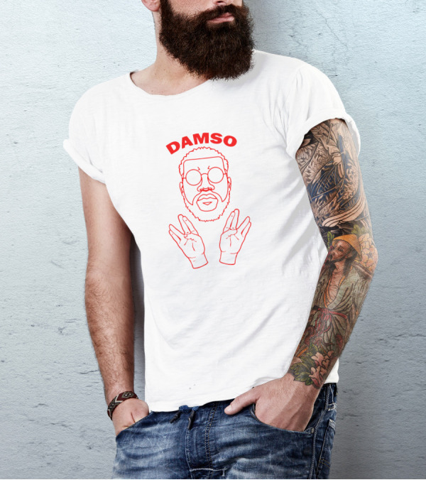 DAMSO The Vie Hand Gesture Red Outline T-Shirt