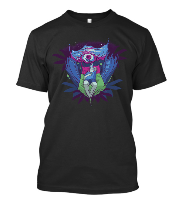 Trippy Portal Psychedelic Dreamscape With Cosmic Vortex And Sleeping Figure T-Shirt