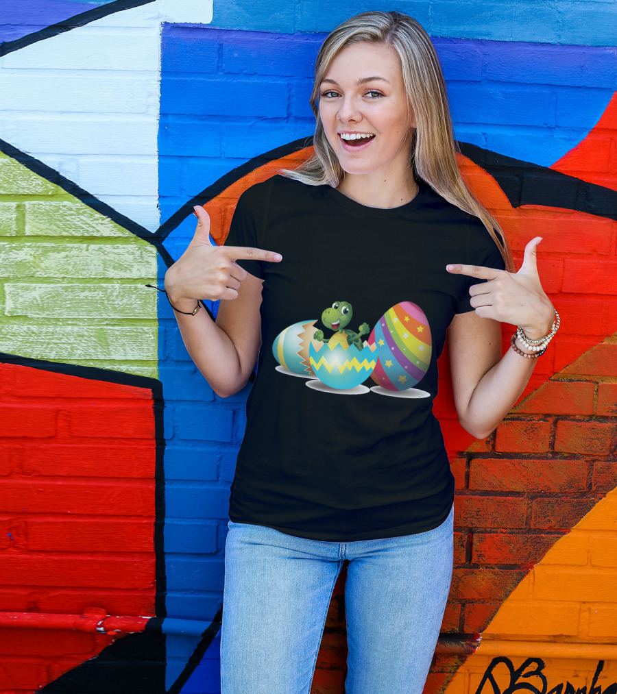 Turtle Hatching From Colorful Easter Eggs T-Shirt