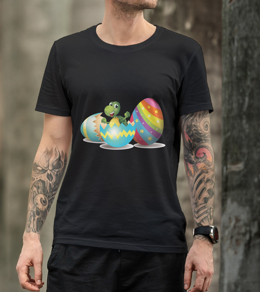 Turtle Hatching From Colorful Easter Eggs T-Shirt