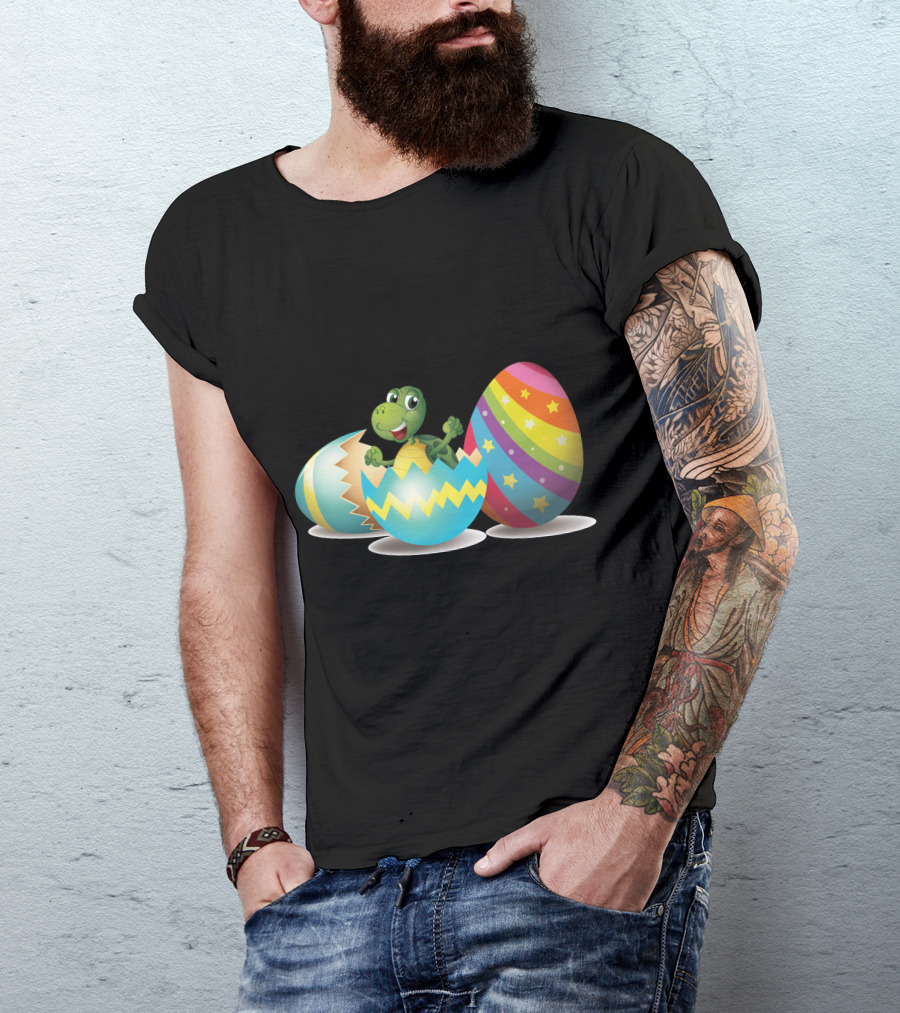 Turtle Hatching From Colorful Easter Eggs T-Shirt