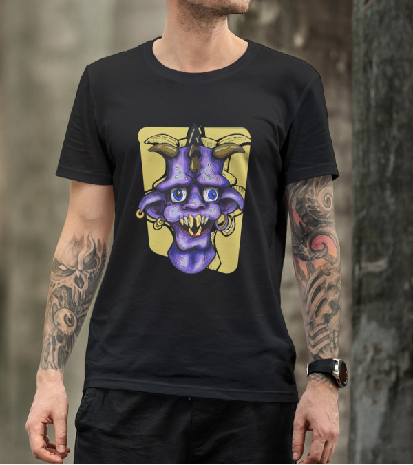 Zombiex One Purple Demon Creature With Horns And Piercings T-Shirt