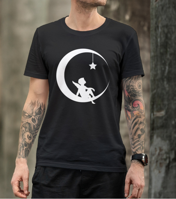 Angel On A Crescent Moon With Hanging Star T-Shirt